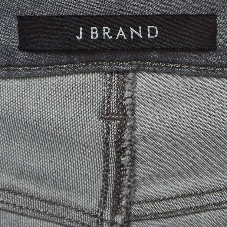 Pre Owned J Brand Grey Ripped Denim Distressed Hem Skinny Jeans M Waist 29"