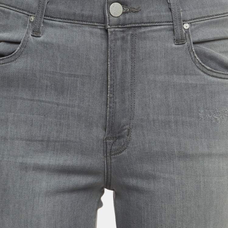 Pre Owned J Brand Grey Ripped Denim Distressed Hem Skinny Jeans M Waist 29"