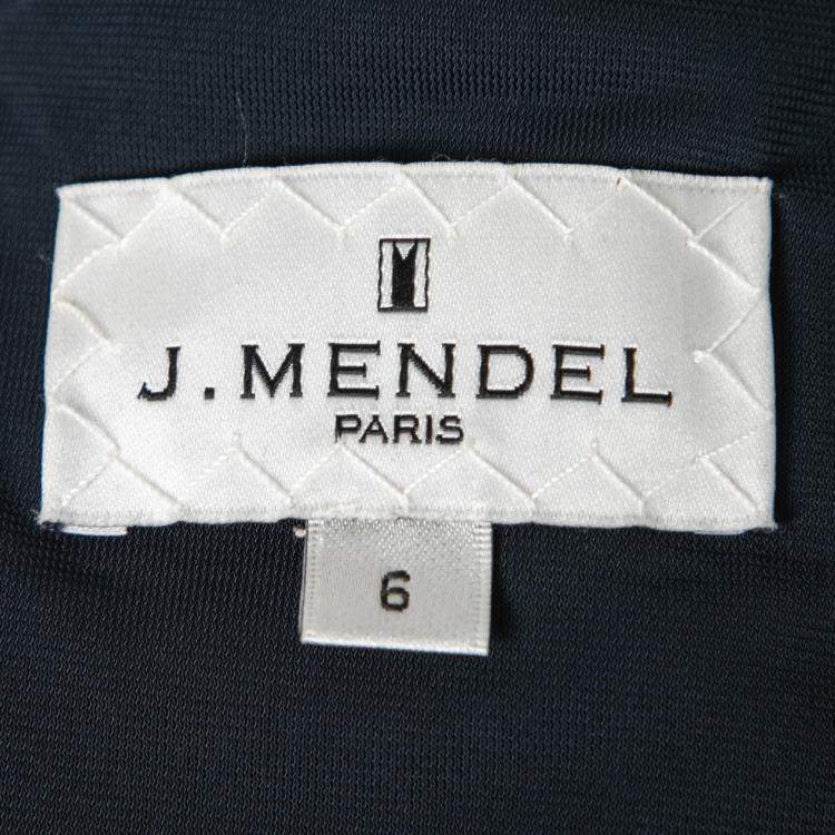 Pre Owned J Mendel Navy Blue Silk Jersey Draped Waist Detail Short Dress M