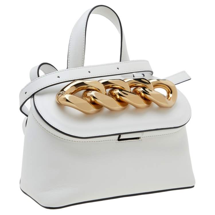 Pre Owned JW Anderson White Leather Rolo Chain Shoulder Bag