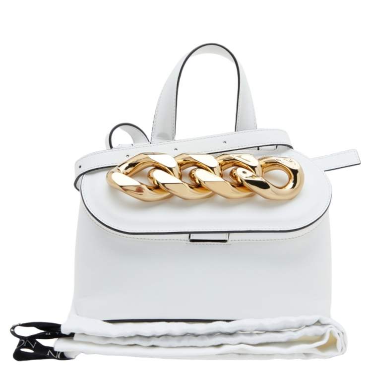 Pre Owned JW Anderson White Leather Rolo Chain Shoulder Bag