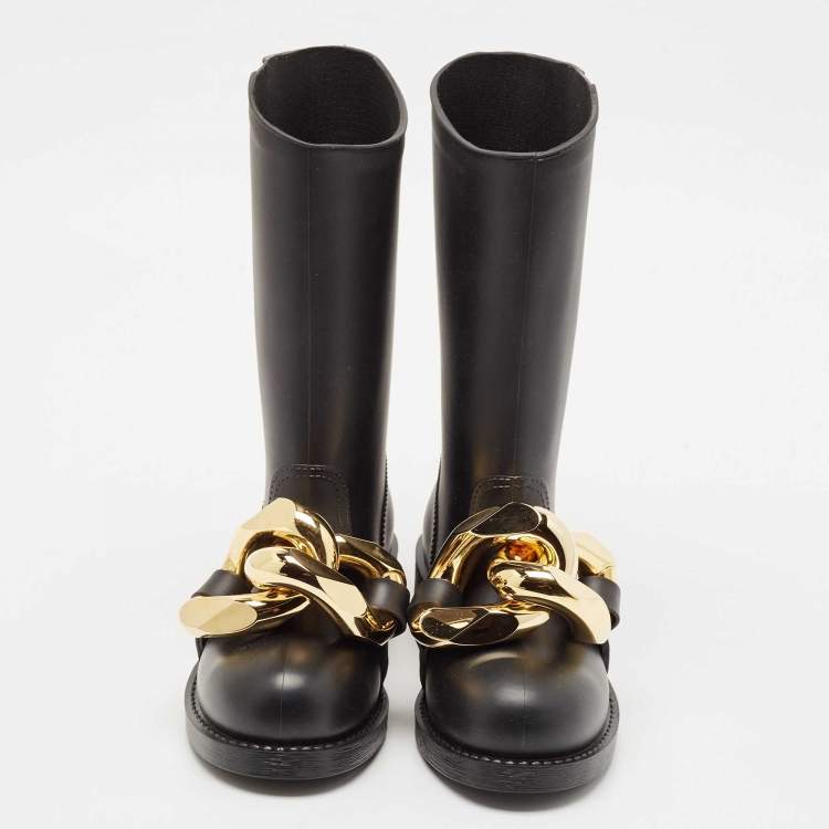 Pre Owned J.W.Anderson Black Rubber Chain Rain Boots Size 38