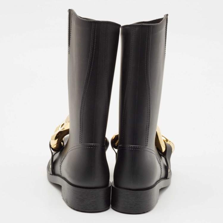 Pre Owned J.W.Anderson Black Rubber Chain Rain Boots Size 38