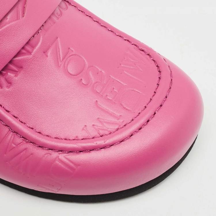 Pre Owned J.W.Anderson Pink Embossed Leather Flat Mules Size 37