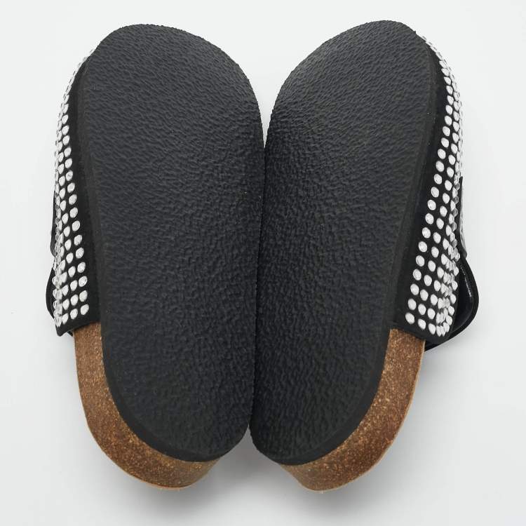 Pre Owned J.W.Anderson Black Crystals and Leather Mules Size 40