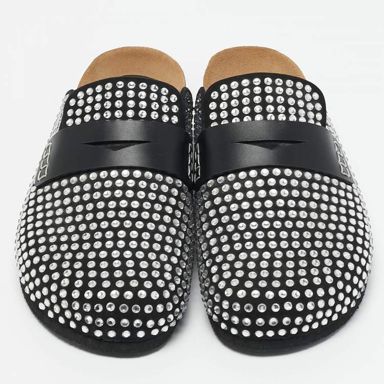 Pre Owned J.W.Anderson Black Crystals and Leather Mules Size 40