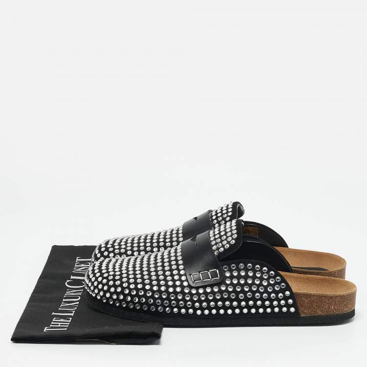 Pre Owned J.W.Anderson Black Crystals and Leather Mules Size 40