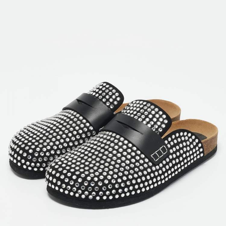 Pre Owned J.W.Anderson Black Crystals and Leather Mules Size 40