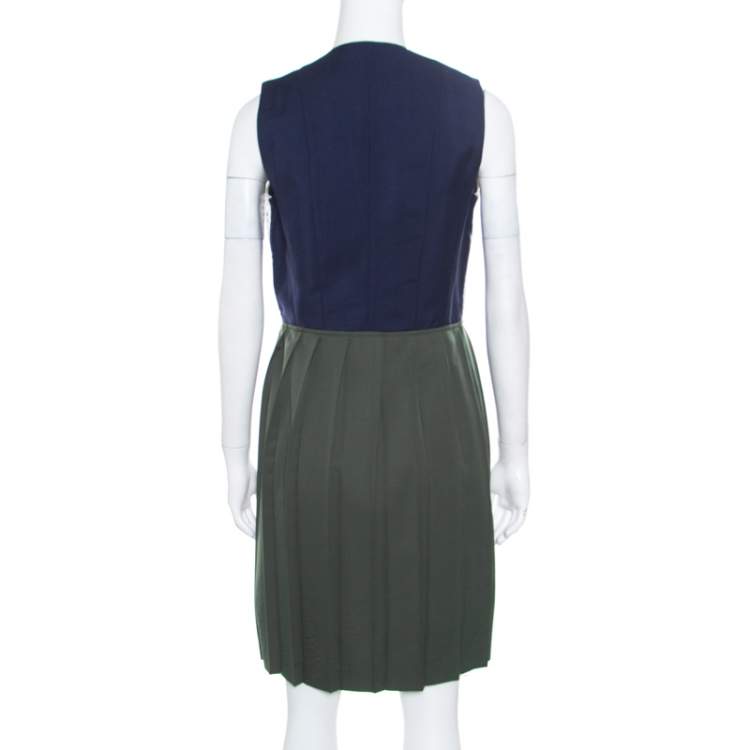 Pre Owned J.W.Anderson Colorblock Faux Vest Layered Pleated Sleeveless Dress L