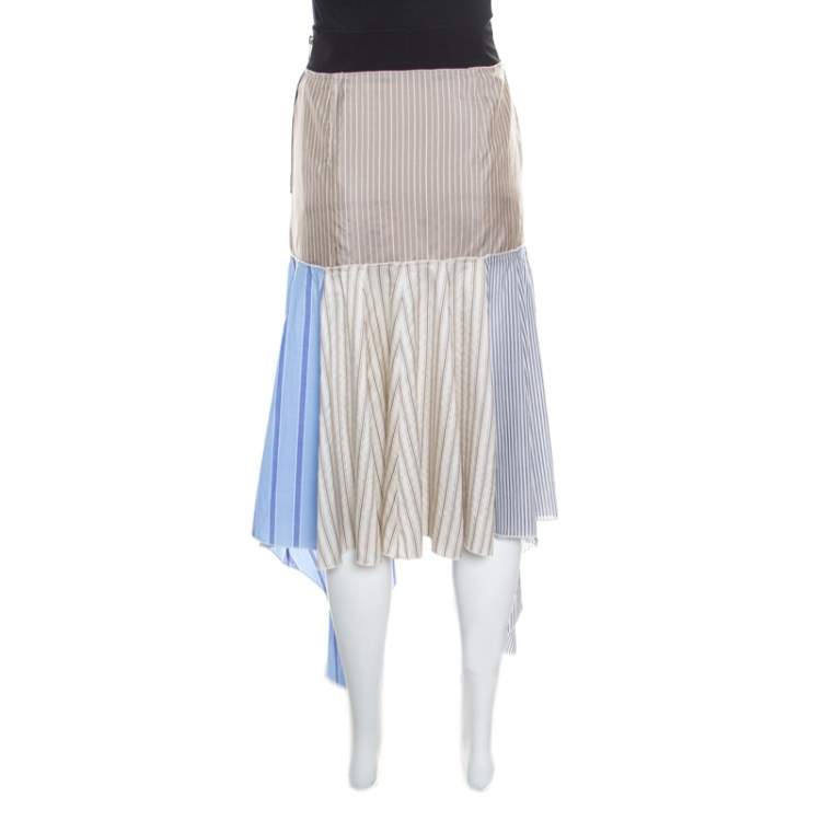 Pre Owned J.W.Anderson Multicolor Striped Cotton and Silk Handkerchief Skirt S