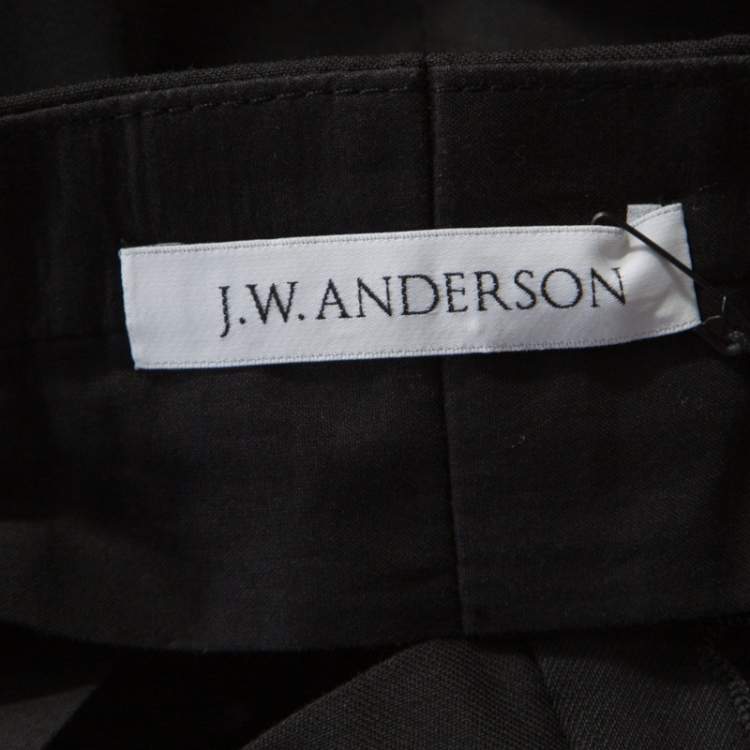 Pre Owned J.W.Anderson Black Wool Draped Crossover Front Detail Pants M