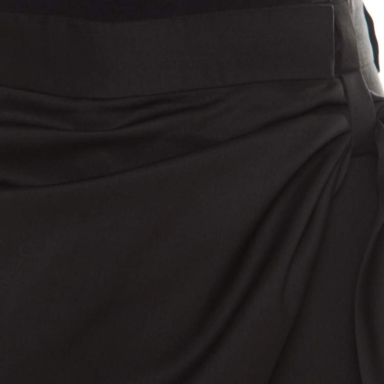 Pre Owned J.W.Anderson Black Wool Draped Crossover Front Detail Pants M