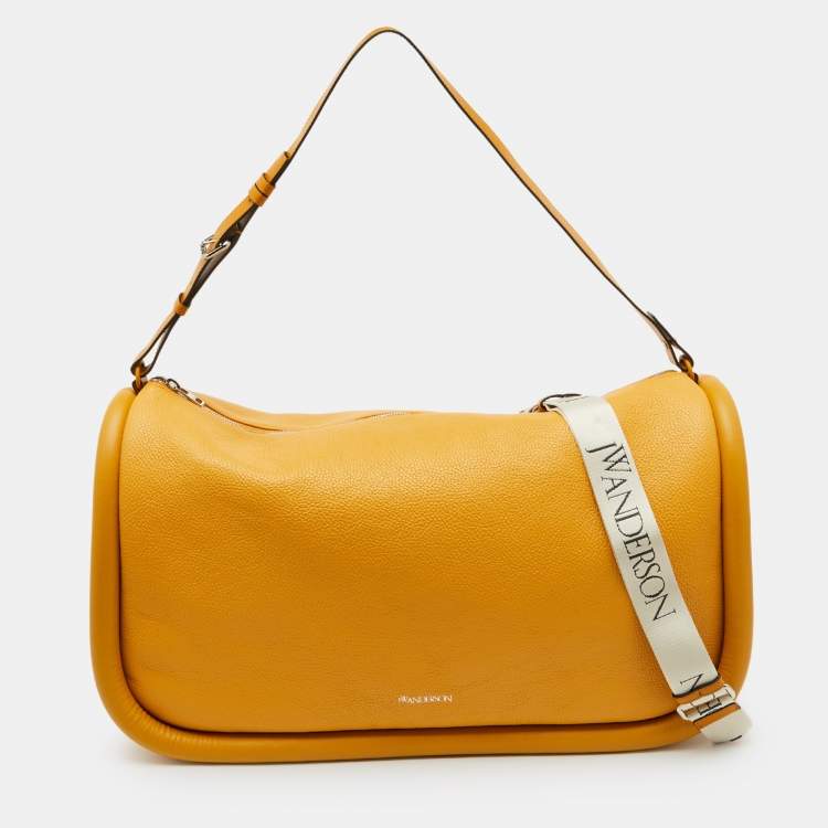Pre Owned J.W.Anderson Mustard Yellow Leather Bumper Oversized Shoulder Bag