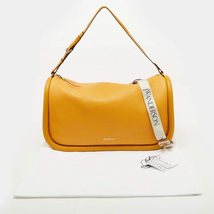 Pre Owned J.W.Anderson Mustard Yellow Leather Bumper Oversized Shoulder Bag