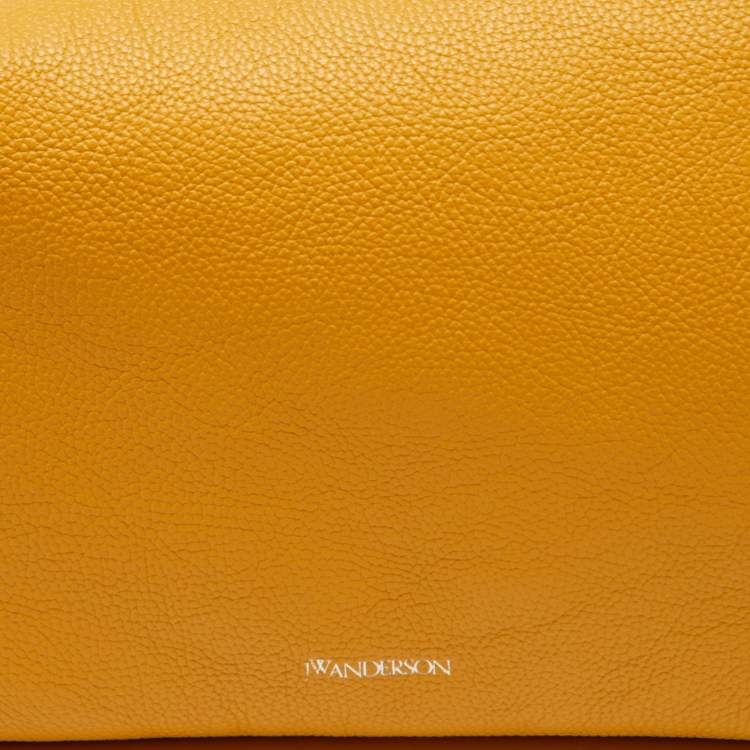 Pre Owned J.W.Anderson Mustard Yellow Leather Bumper Oversized Shoulder Bag