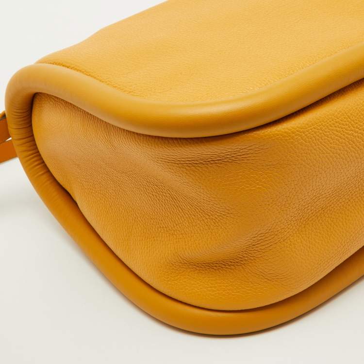 Pre Owned J.W.Anderson Mustard Yellow Leather Bumper Oversized Shoulder Bag