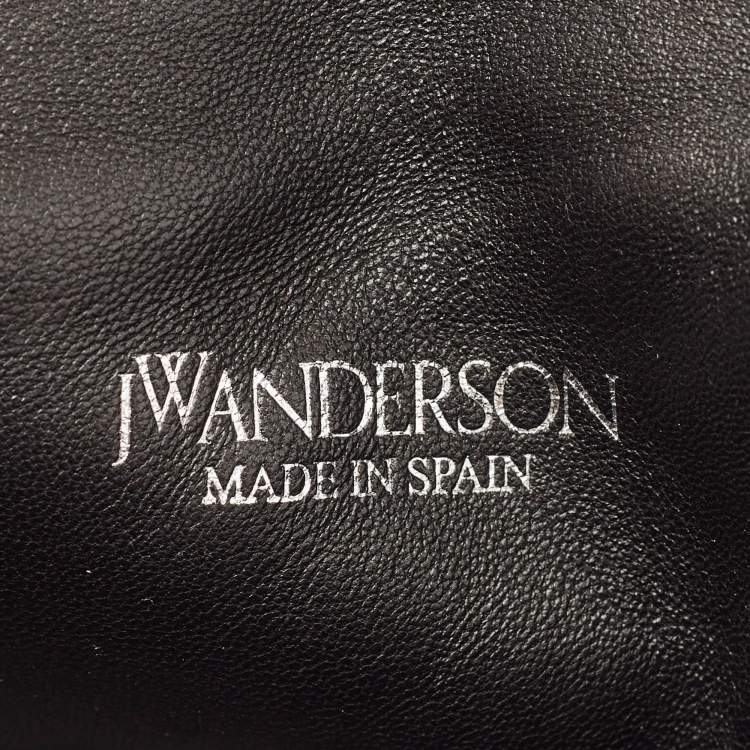 Pre Owned J.W.Anderson Black Leather and Suede Nano Crystals Twisted Chain Clutch