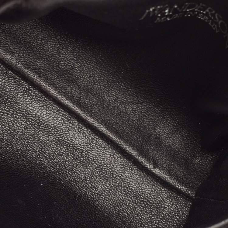 Pre Owned J.W.Anderson Black Leather and Suede Nano Crystals Twisted Chain Clutch