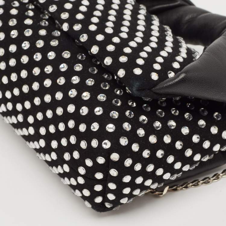 Pre Owned J.W.Anderson Black Leather and Suede Nano Crystals Twisted Chain Clutch