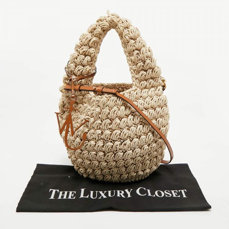 Pre Owned J.W.Anderson Off White Woven Fabric Popcorn Shoulder Bag