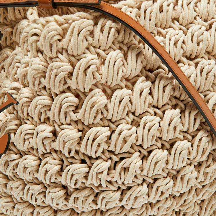 Pre Owned J.W.Anderson Off White Woven Fabric Popcorn Shoulder Bag