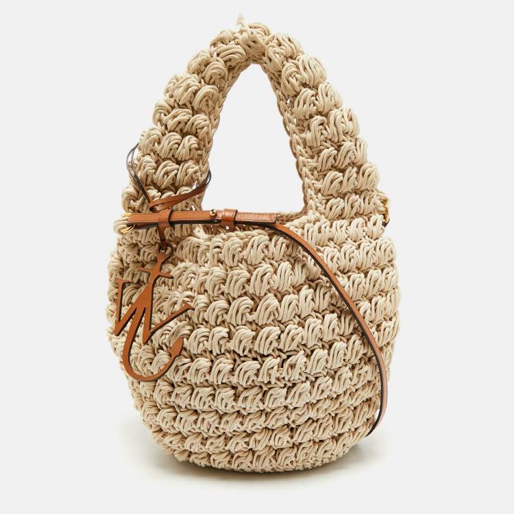 Pre Owned J.W.Anderson Off White Woven Fabric Popcorn Shoulder Bag