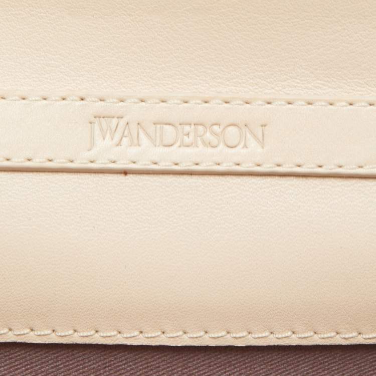 Pre Owned J.W.Anderson Beige Raffia and Leather Anchor Logo Crossbody Bag 