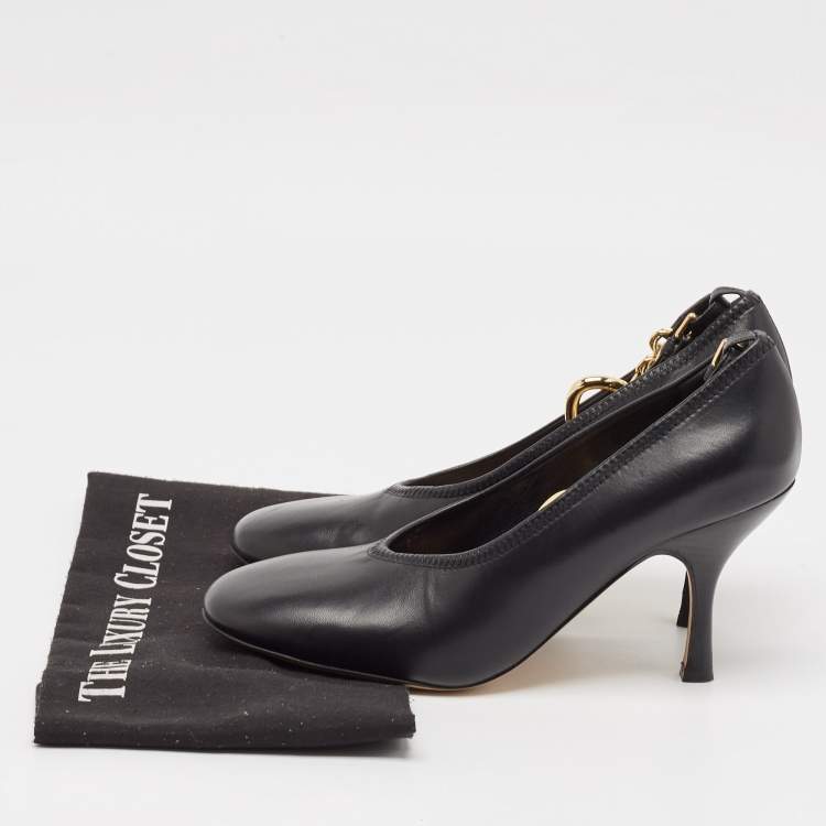 Pre Owned J..W. Anderson Black Leather Chain Pumps Size 38.5 