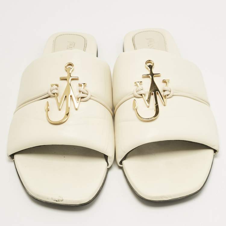 Pre Owned J.W.Anderson Cream Leather Slide Sandals Size 41