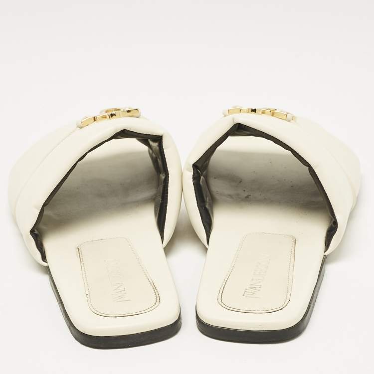Pre Owned J.W.Anderson Cream Leather Slide Sandals Size 41