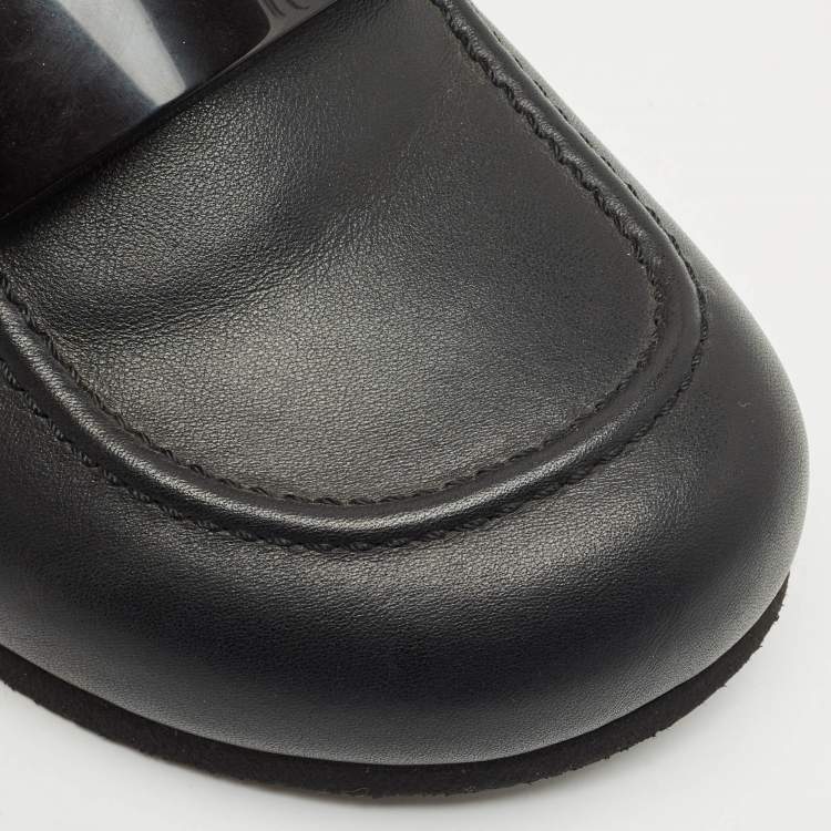 Pre Owned J.W.Anderson Black Leather Gourmet Chain Flat Mules Size 39