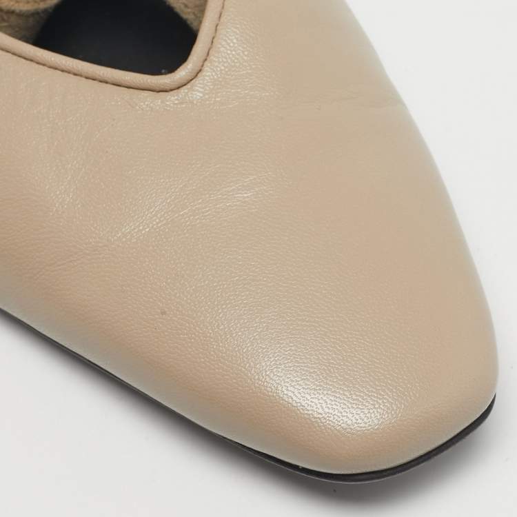 Pre Owned J.W.Anderson Beige Leather and Suede Ankle Wrap Mules Flats Size 40