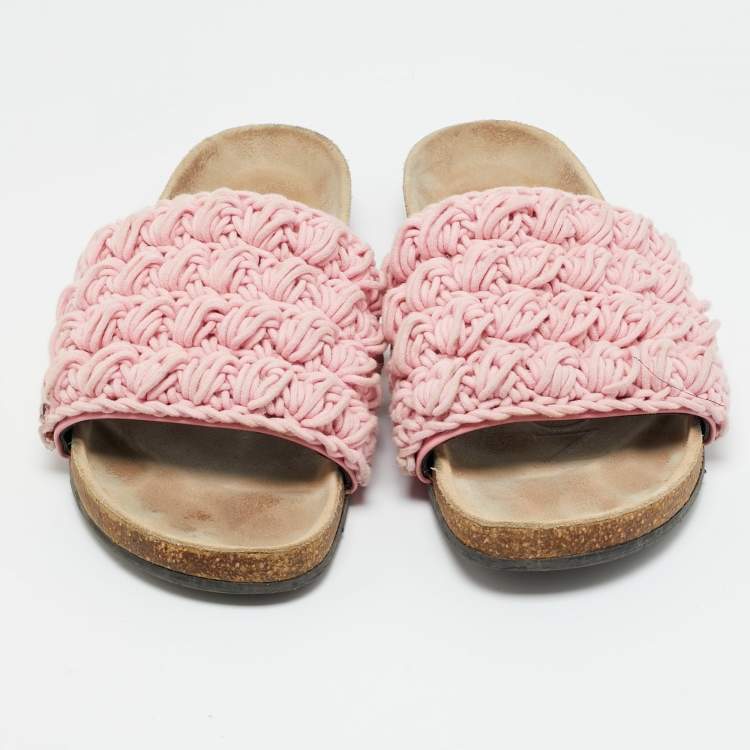 Pre Owned J.W.Anderson Light Pink Knot Rope Popcorn Flat Slide Sandals Size 39