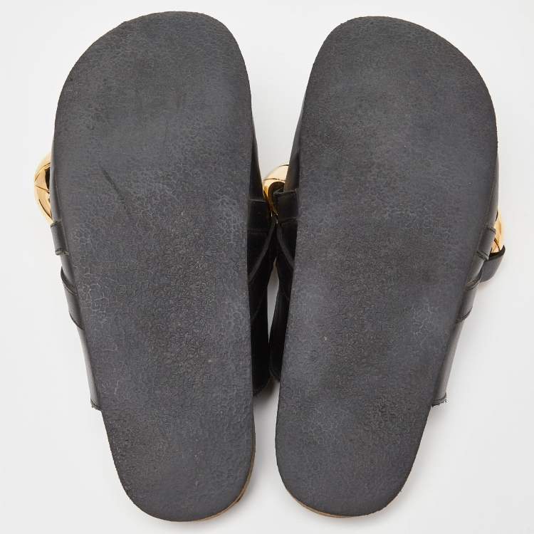 Pre Owned JW Anderson Black/Brown Leather Chain Mules Size 38