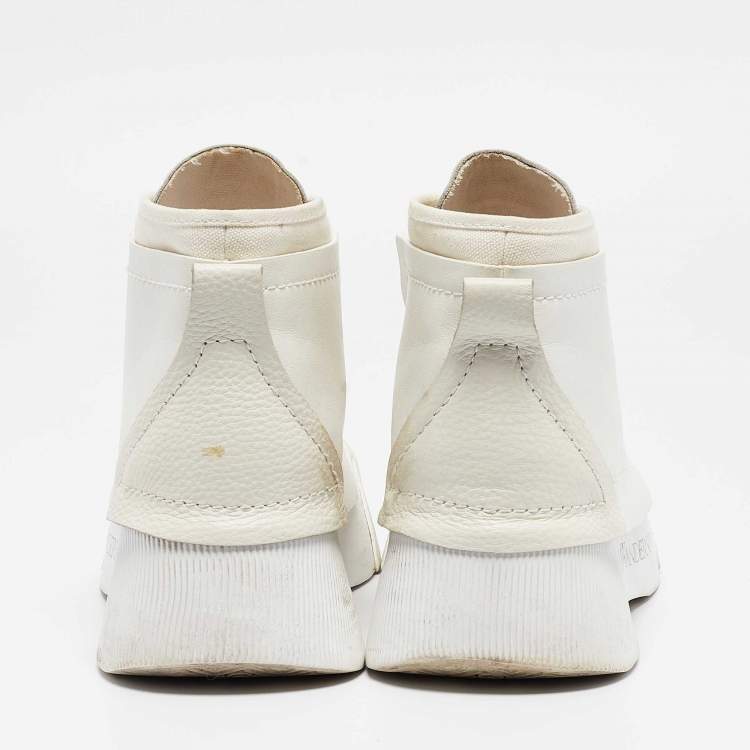 Pre Owned J.W. Anderson White Canvas and Leather High Top Sneakers Size 37