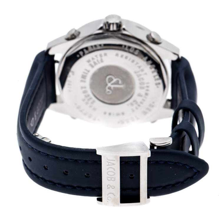 Pre Owned Jacob & Co. Multi-Color Dial Stainless Steel Diamond Five Time Zone Women's Wristwatch 40 mm
