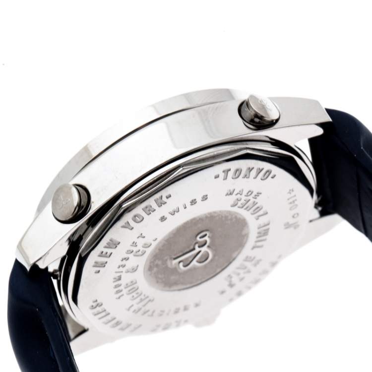 Pre Owned Jacob & Co. Multi-Color Dial Stainless Steel Diamond Five Time Zone Women's Wristwatch 40 mm