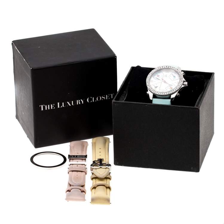 Pre Owned Jacob & Co. Multicolor Mother of Pearl Stainless Steel Diamond Five Time Zones Women's Wristwatch 40 mm