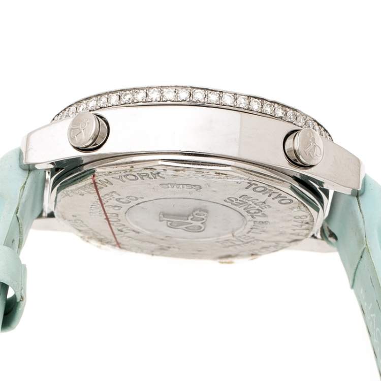 Pre Owned Jacob & Co. Multicolor Mother of Pearl Stainless Steel Diamond Five Time Zones Women's Wristwatch 40 mm