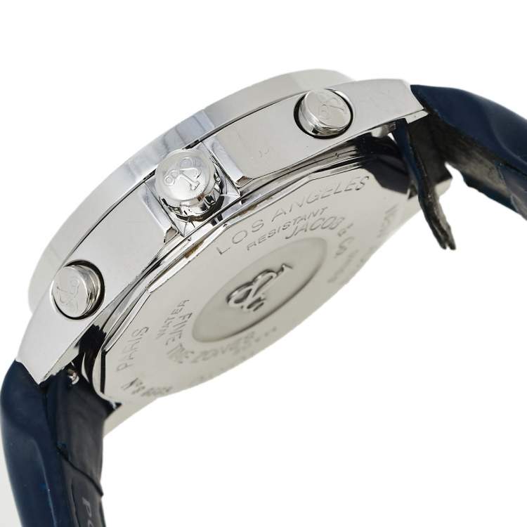 Pre Owned Jacob & Co. Multicolor Stainless Steel Diamond Five Time Zone Women's Wristwatch 40 mm