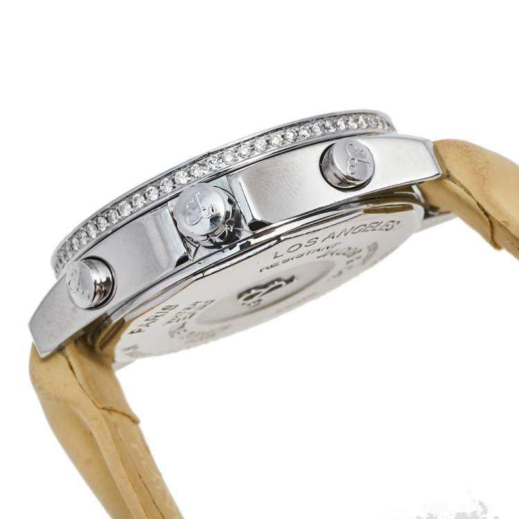Pre Owned Jacob & Co. Multi-Color Mother of Pearl Stainless Steel Diamond Five Time Zone D-465739 Women's Wristwatch 40 mm