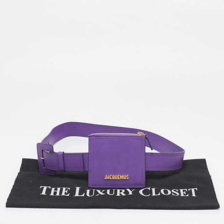 Pre Owned Jacquemus Purple Leather La Ceinture Carree Pouch Belt M