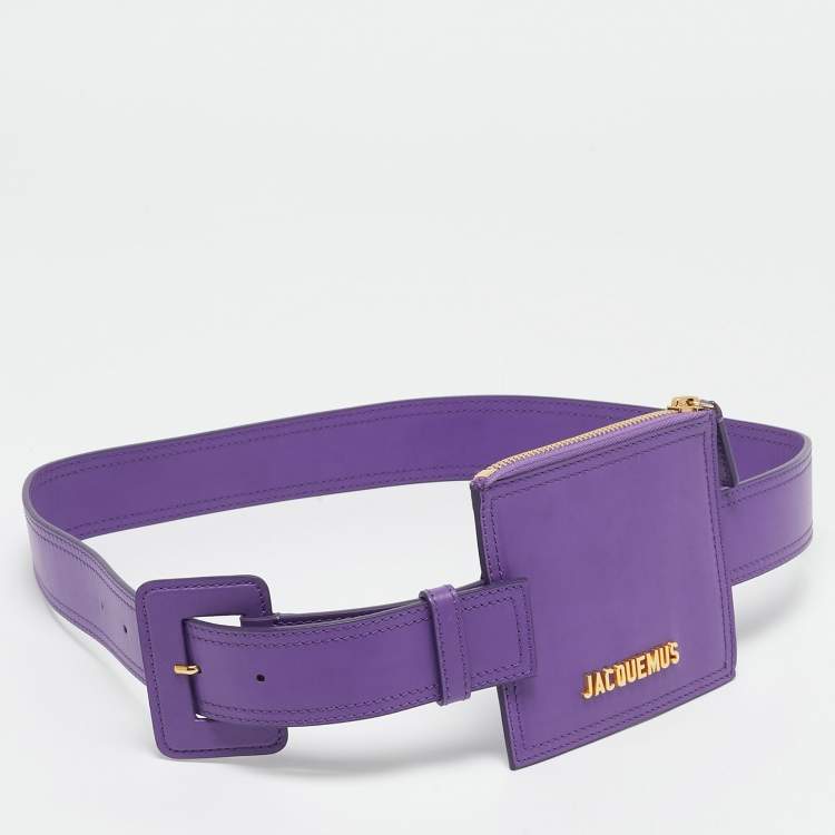 Pre Owned Jacquemus Purple Leather La Ceinture Carree Pouch Belt M