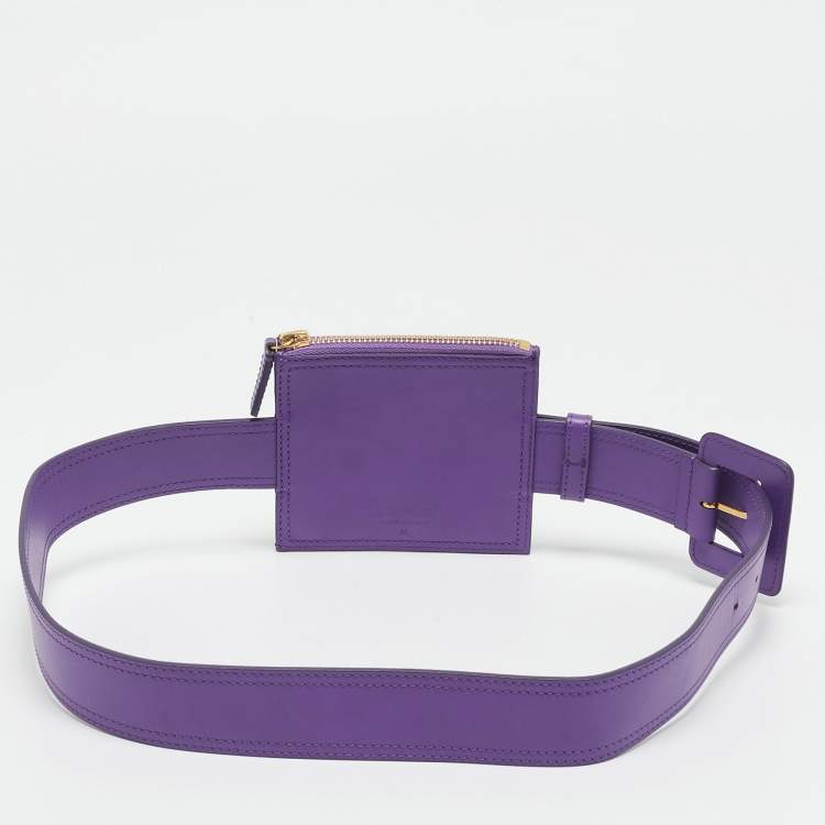 Pre Owned Jacquemus Purple Leather La Ceinture Carree Pouch Belt M