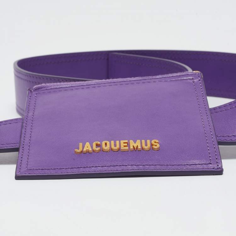 Pre Owned Jacquemus Purple Leather La Ceinture Carree Pouch Belt M