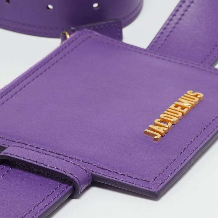 Pre Owned Jacquemus Purple Leather La Ceinture Carree Pouch Belt M