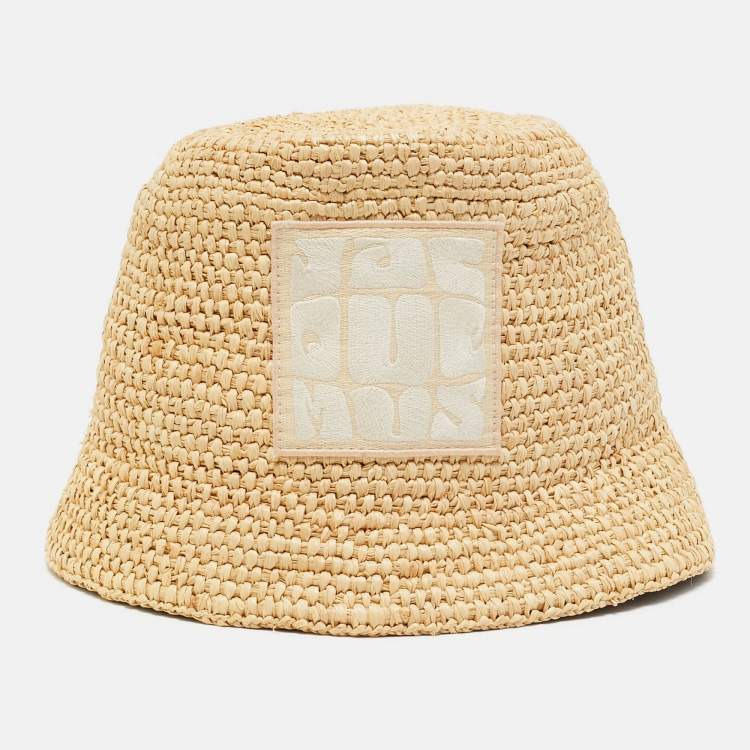 Pre Owned Jacquemus Brown Raffia Le Bob Ficiu Bucket Hat