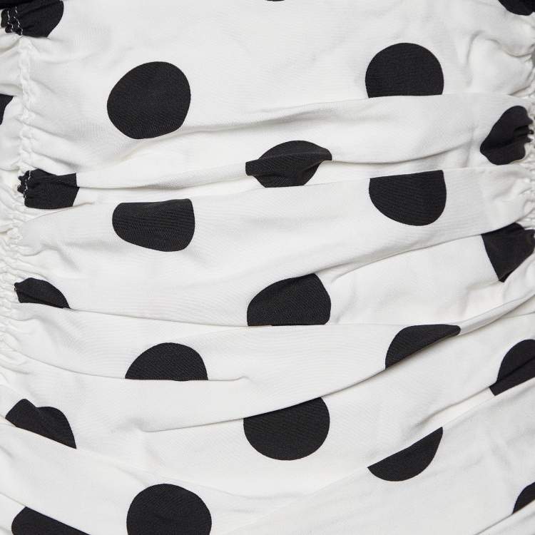 Pre Owned Jacquemus Black/White Polka Dot Print Wool & Cotton Le Haut Gitan Ruched Blouse S