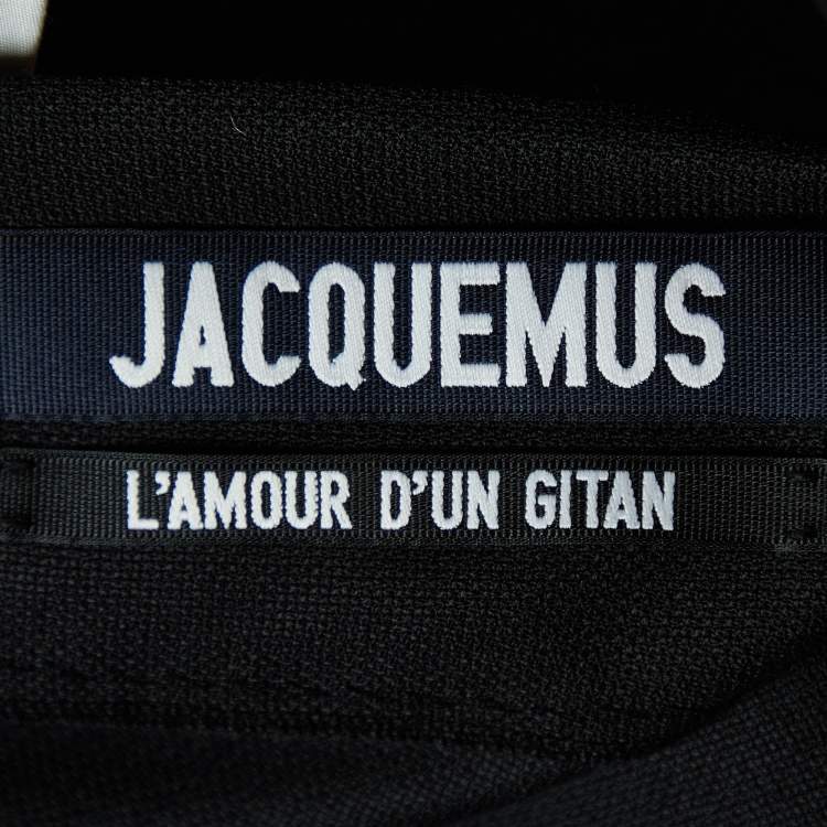 Pre Owned Jacquemus Black/White Polka Dot Print Wool & Cotton Le Haut Gitan Ruched Blouse S