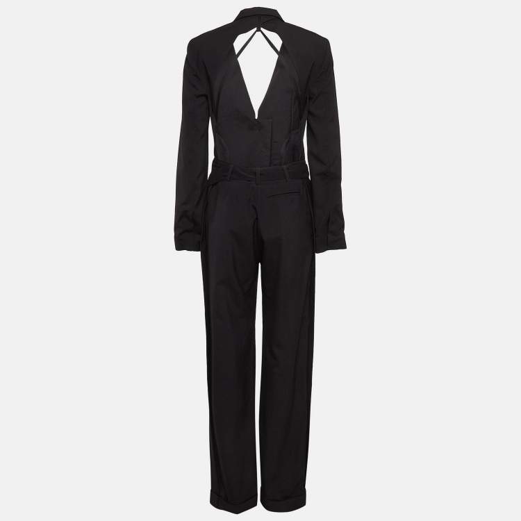 Pre Owned Jacquemus Black Wool Back Open La Combinaison Jumpsuit M